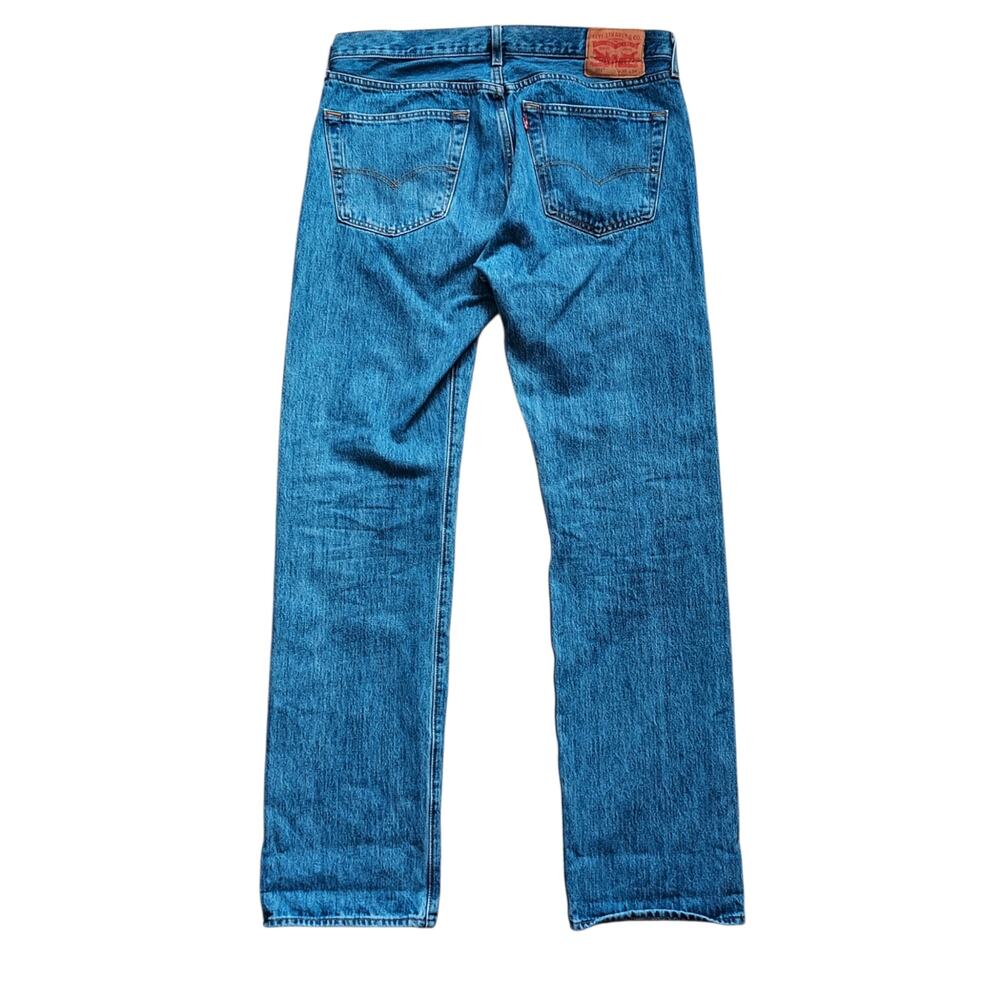 Levi's 501 Original Fit Button Fly Men's Denim Jeans Straight Leg Blue Sz 35X34 - Picture 2 of 9